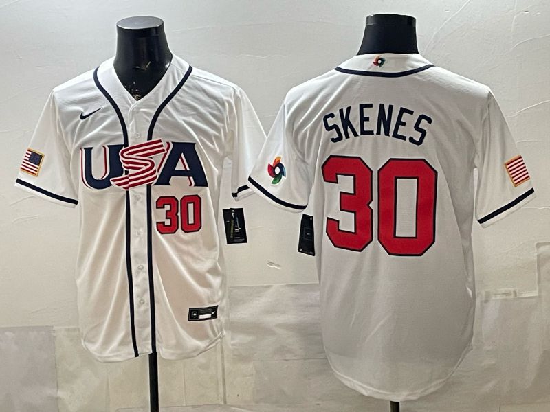 Men 2026 World Cub USA #30 Skenes White Game Nike MLB Jersey style 002->more jerseys->MLB Jersey